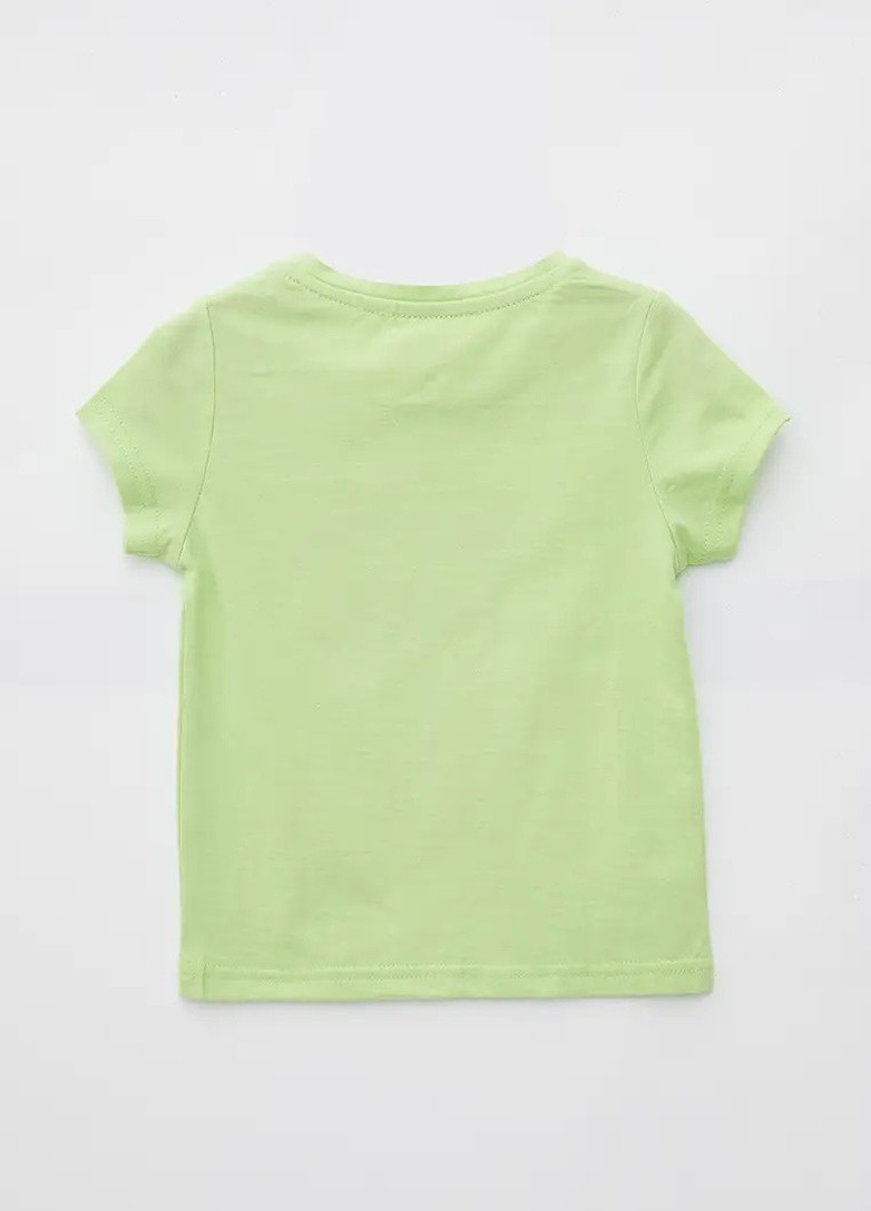 Фисташковая летняя футболка для девочки Роза