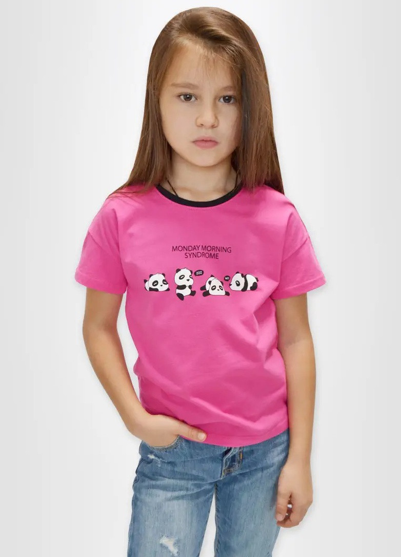 Фуксиновая летняя футболка для девочки Роза