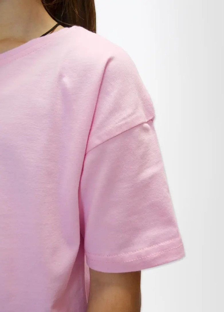 Розовая летняя футболка для девочки Роза