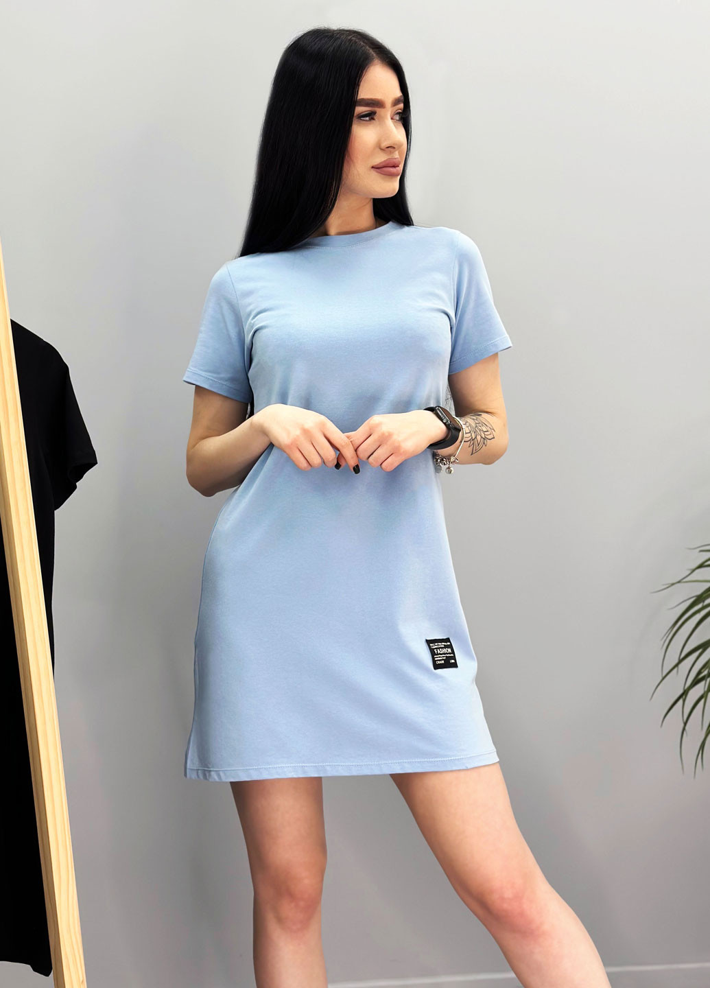 Блакитна кежуал літня сукня футболка Fashion Girl однотонна
