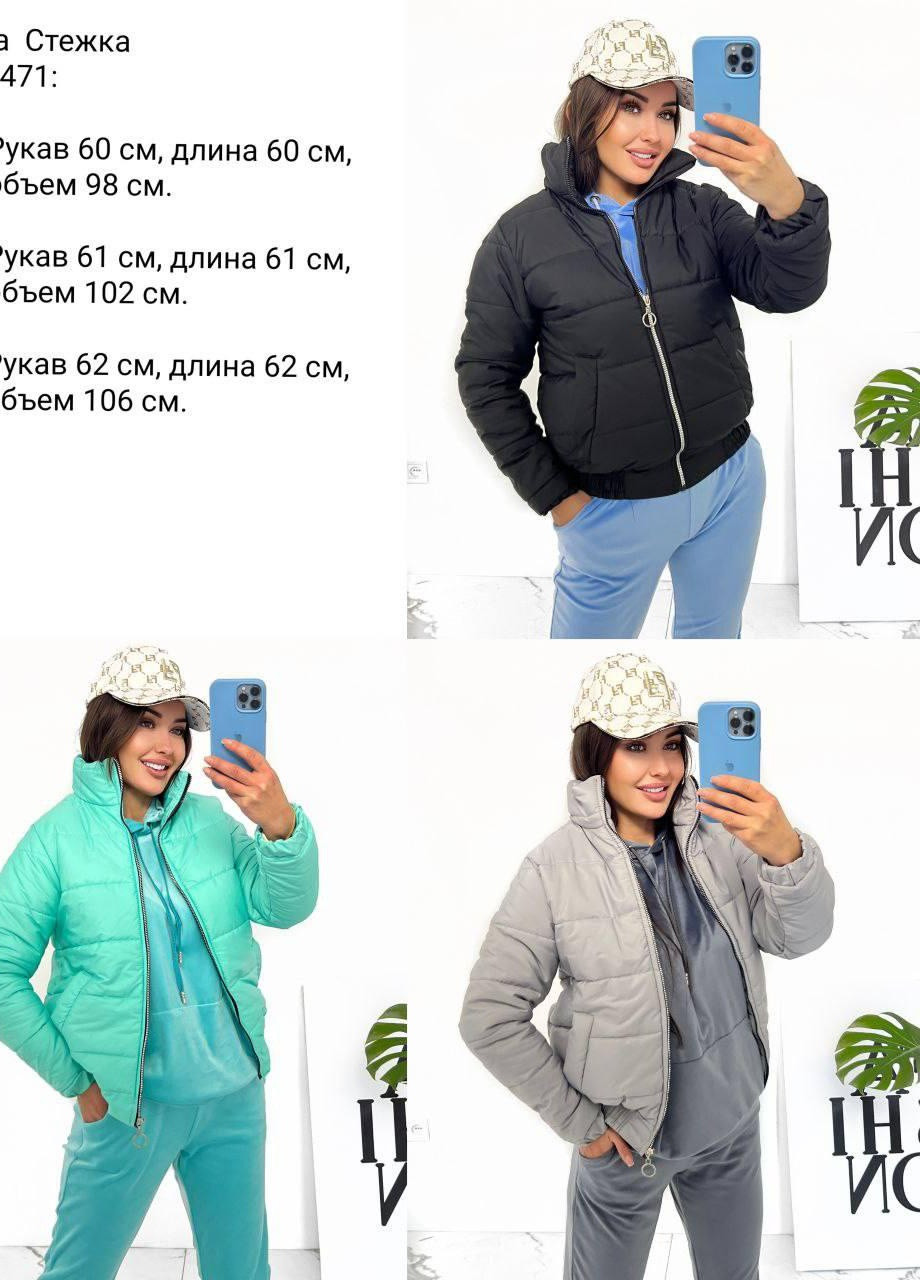 М'ятна демісезонна жіноча куртка без капюшона s-м м-l l-xl (42-44 44-46 46-48) тепла осіння весняна м'ятна No Brand