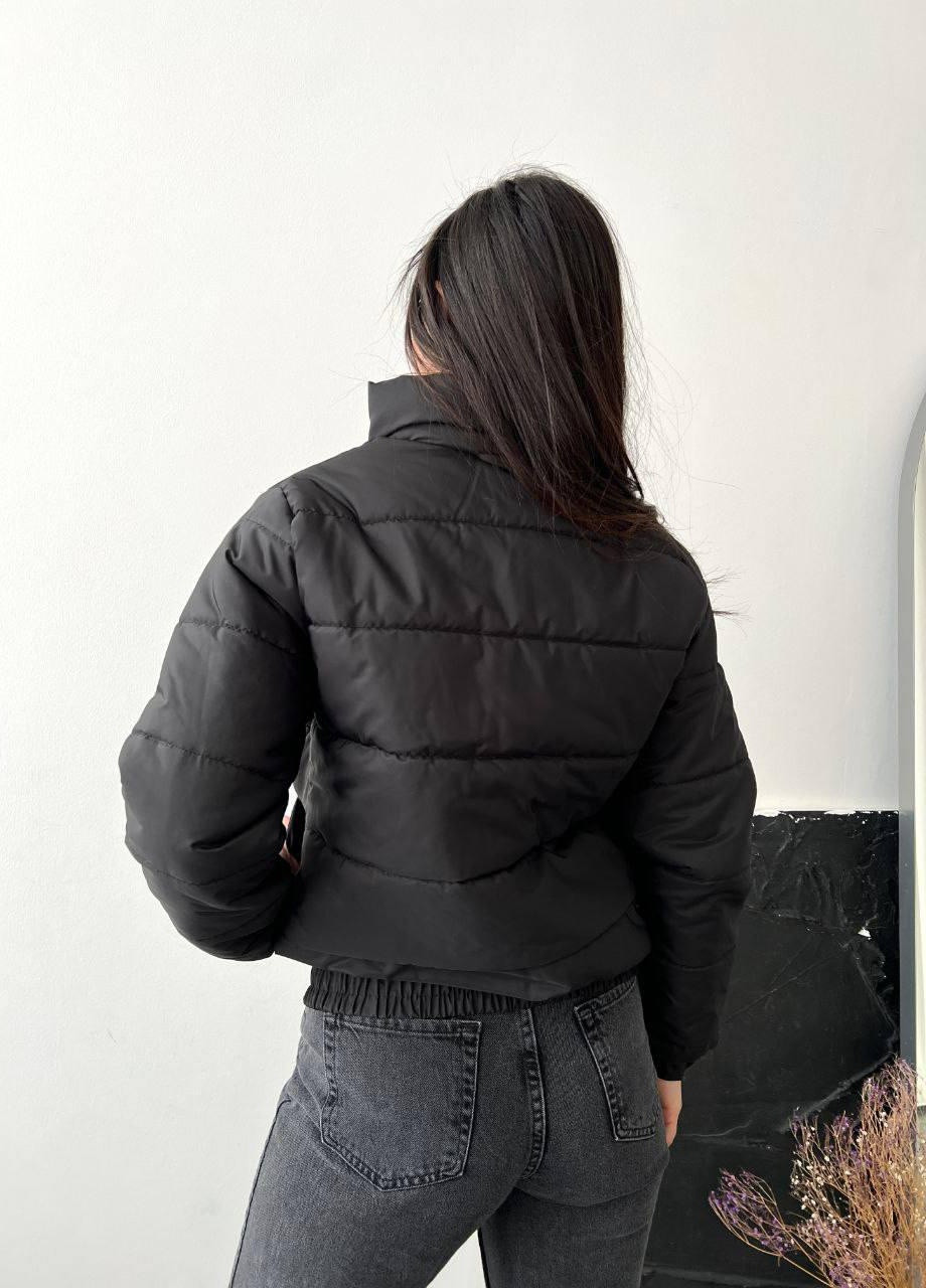 Чорна демісезонна жіноча куртка без капюшона s-м м-l l-xl (42-44 44-46 46-48) тепла осіння весняна чорна No Brand
