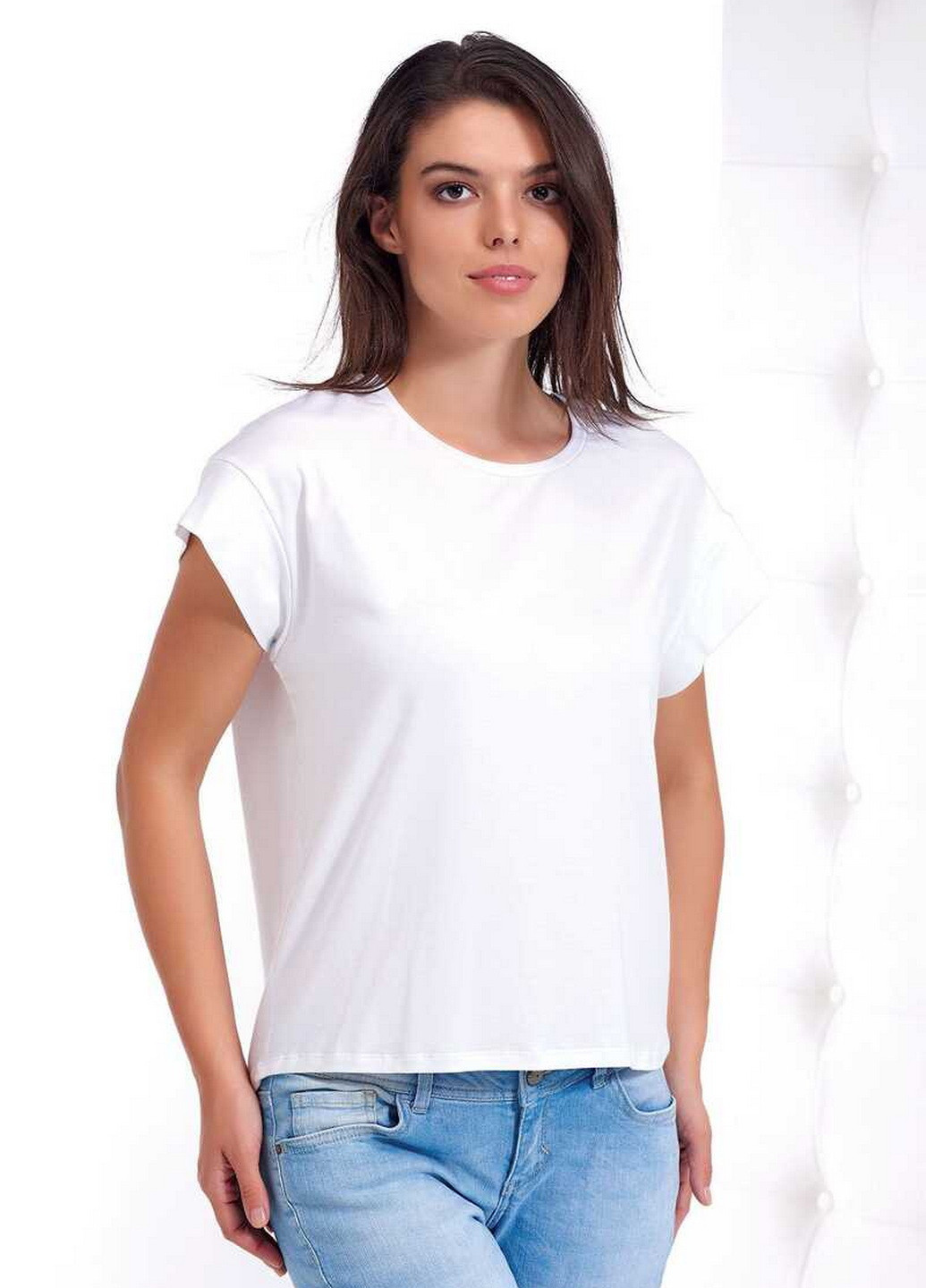 Молочная всесезон футболка женская хлопковая с коротким рукавом Sevim