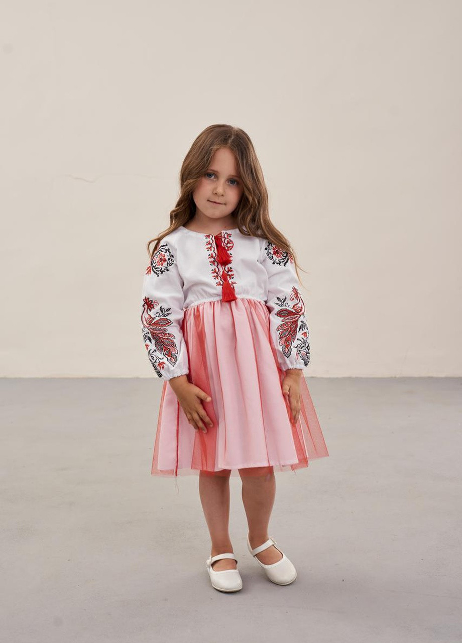 Біла плаття вишиванка для дівчинки "жар-птиця" MEREZHKA візерунок українська символіка бавовна (258287707)