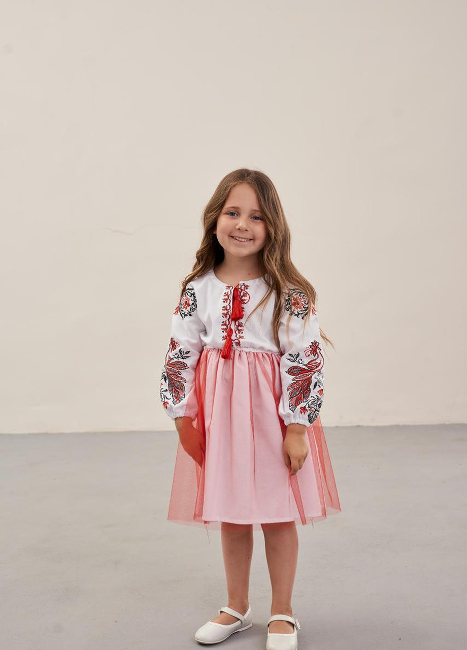 Біла плаття вишиванка для дівчинки "жар-птиця" MEREZHKA візерунок українська символіка бавовна (258287707)