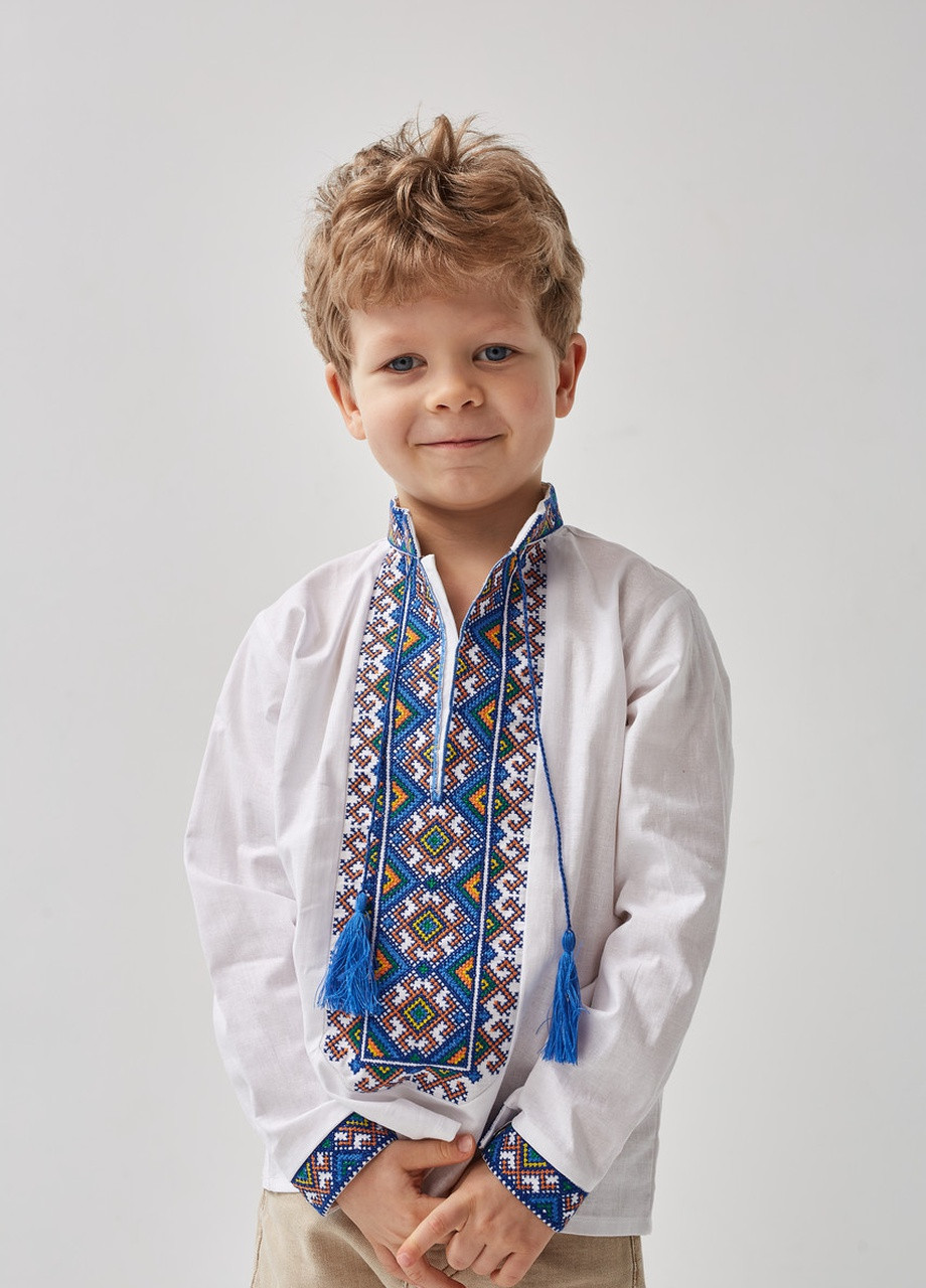 Біла вишиванка для хлопчика "антон" MEREZHKA візерунок українська символіка бязь (258287680)