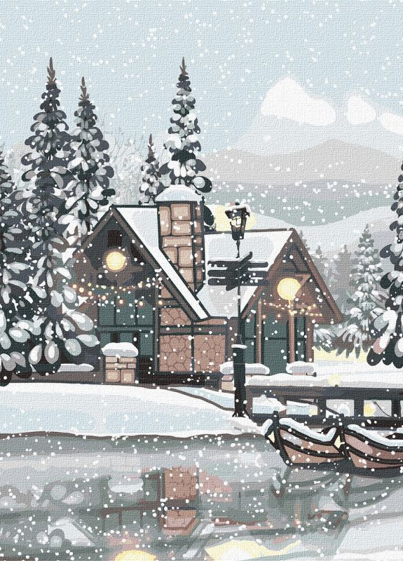 Картина по номерам. Снежная тишина ©akvamarinel_art. 40х50. KHO2873. Идейка (258289377)