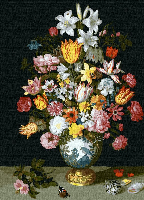 Картина за номерами. Квіткова симфонія ©Ambrosius Bosschaert de Oude. 40х50. KHO3210. Ідейка Идейка (258289466)