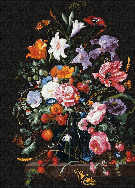 Картина за номерами. Ваза з квітами та ягодами ©Jan Davidsz. de Heem. 40х50. KHO3208. Ідейка Идейка (258289174)