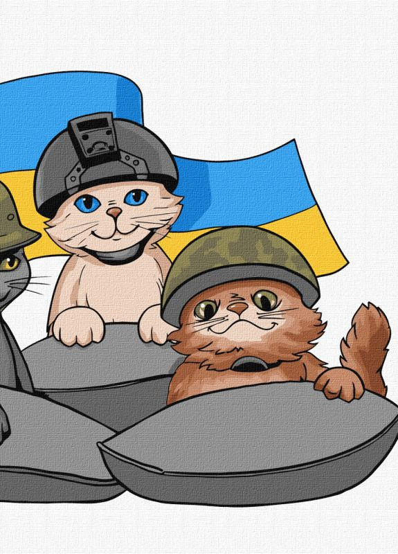 Картина по номерам. Пушистая оборона ©art.irina.pass. 30х30. KHO4389. Идейка (258289607)