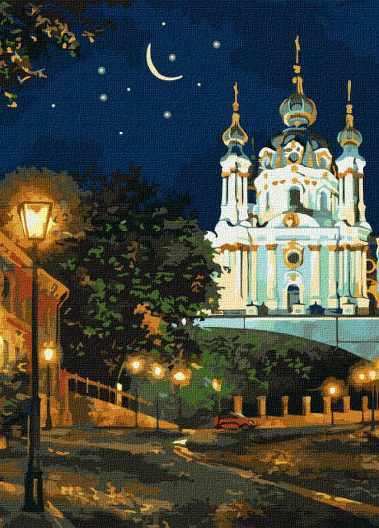 Картина по номерам. Вечерний Киев ©Сергей Брандт. 40х50. KHO2160. Идейка (258289704)