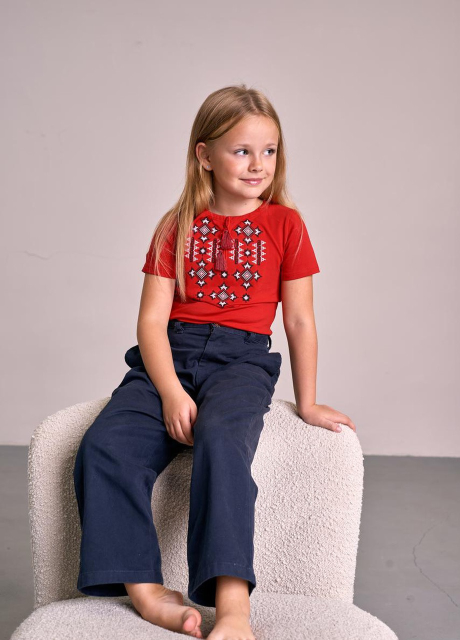Трикотажна футболка з вишивкою для дівчинки "Зоряне сяйво" MEREZHKA (258287688)