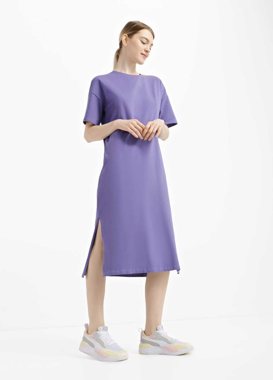 Фіолетова повсякденний сукня для жінок Роза з написами