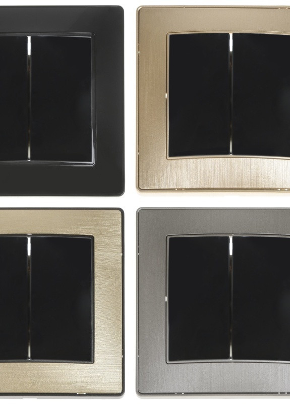 Выключатель двухклавишный черный RB-2V Brille (258288837)