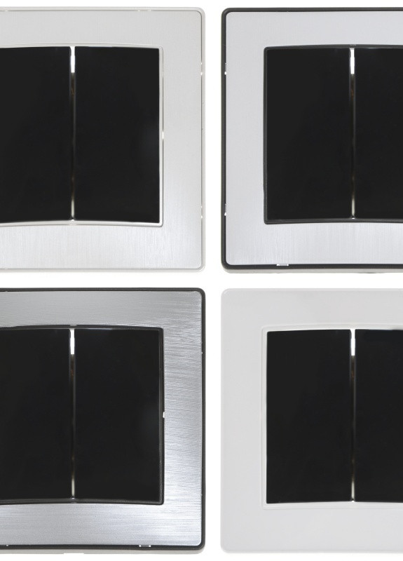 Выключатель двухклавишный черный RB-2V Brille (258288837)