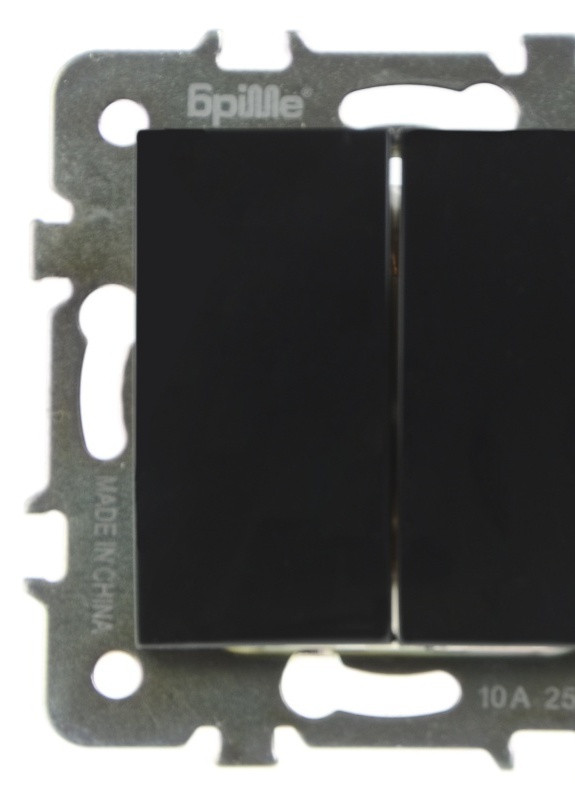 Выключатель двухклавишный черный RB-2V Brille (258288837)