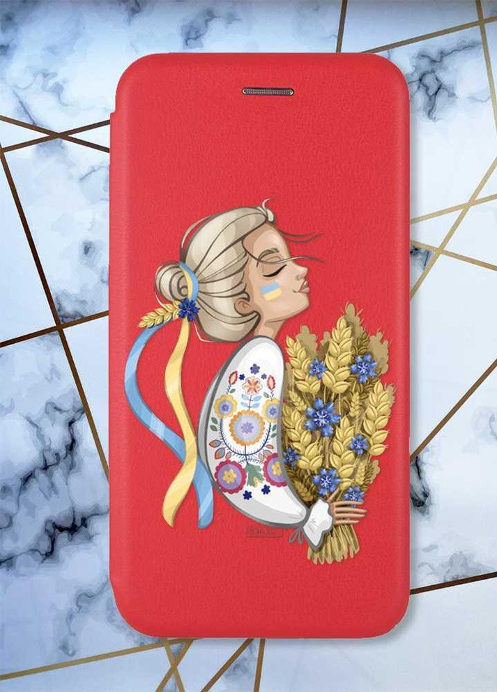 Чохол-книжка з малюнком для Samsung Galaxy A50 (2019) A505/A30s Червоний; Українка з колосками (принт 173) G-Case (258289125)