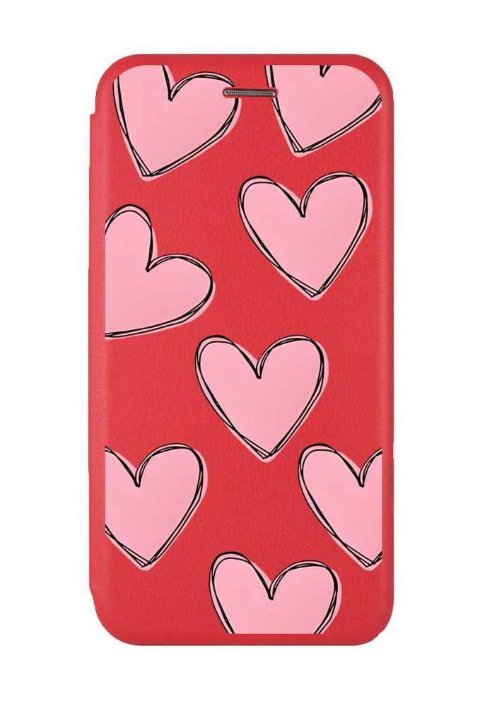 Чохол-книжка з малюнком для Samsung Galaxy A72 (A725) Червоний; Сердечка рожеві (принт 78) G-Case (258289071)