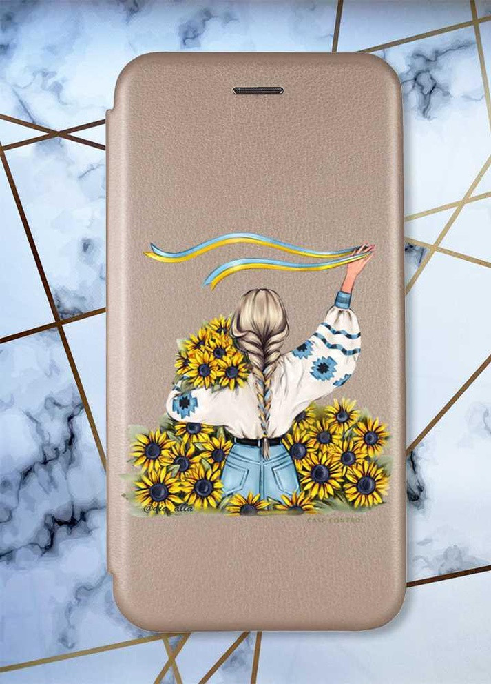 Чехол-книжка с рисунком для Samsung Galaxy A52 Золотой; Девушка с лентой (патриотический принт 25) G-Case (258289446)