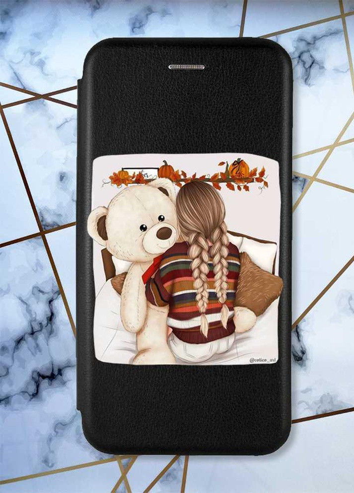 Чохол-книжка з малюнком для Samsung Galaxy A52 (A525) Чорний; Дівчинка з ведмедиком (принт 117) G-Case (258288833)