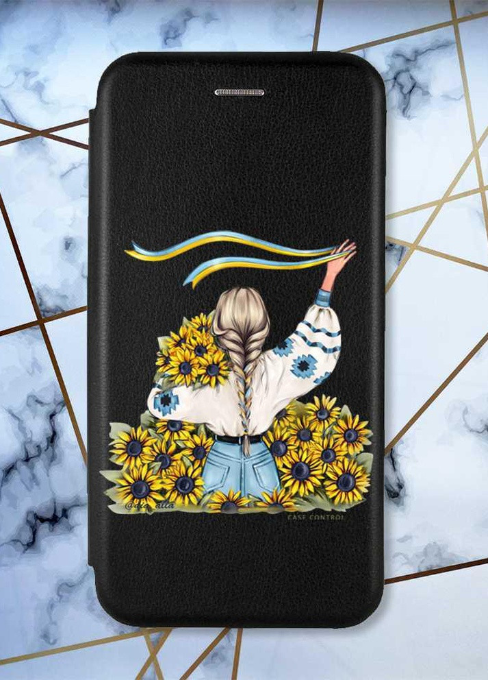 Чохол-книжка з малюнком для Samsung Galaxy M51 Чорний; Дівчина зі стрічкою (патріотичний принт 25) G-Case (258288685)