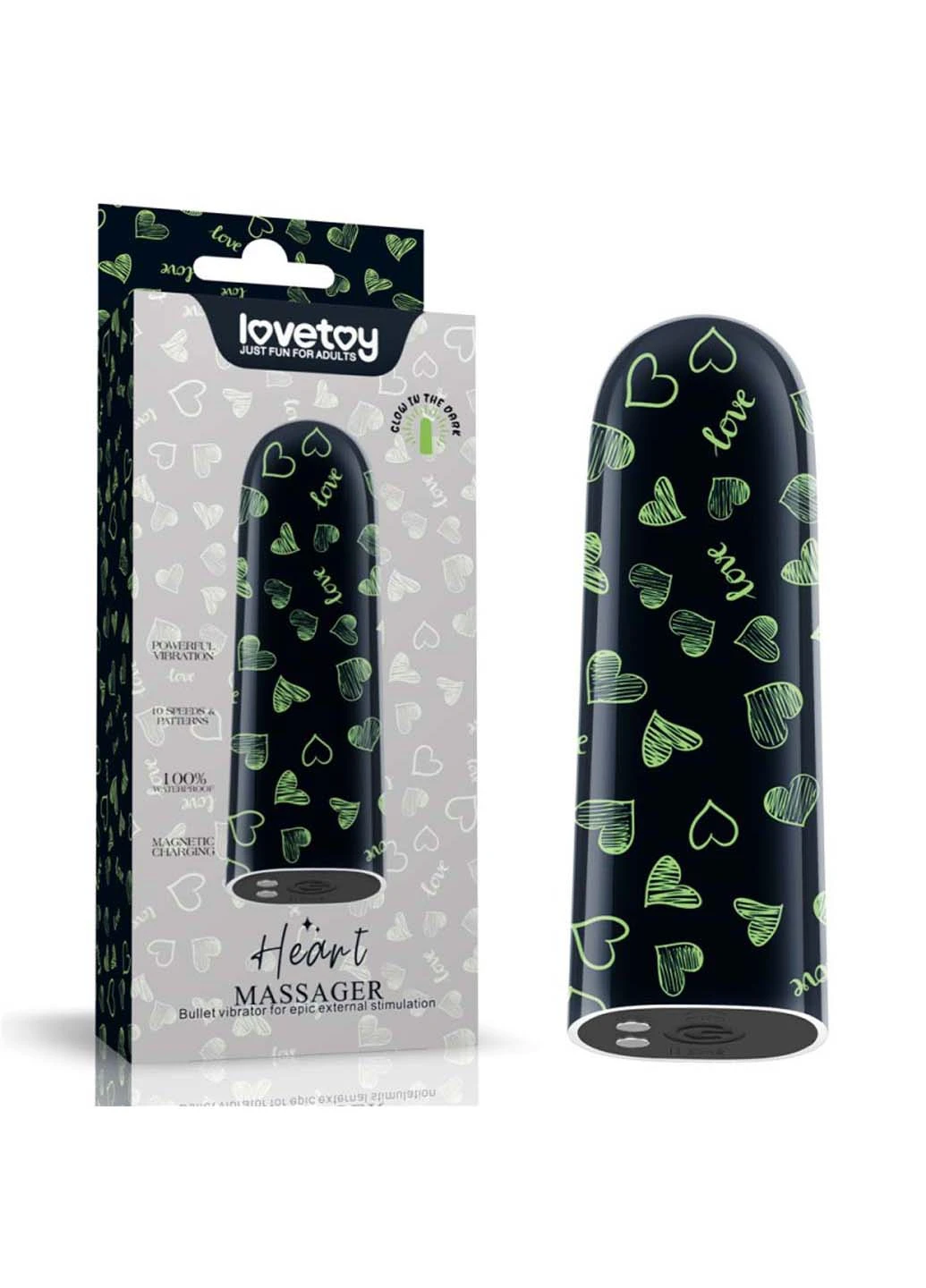Компактный вибратор Rechargeable Glow-in-the-dark Heart Massager Lovetoy (258290905)