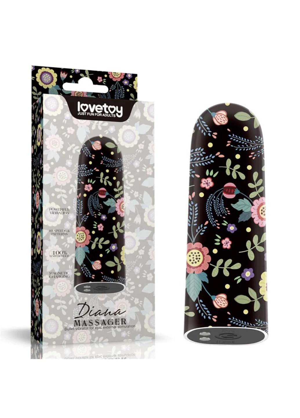 Компактный вибратор с принтом Rechargeable Diana Massager Lovetoy (258291080)