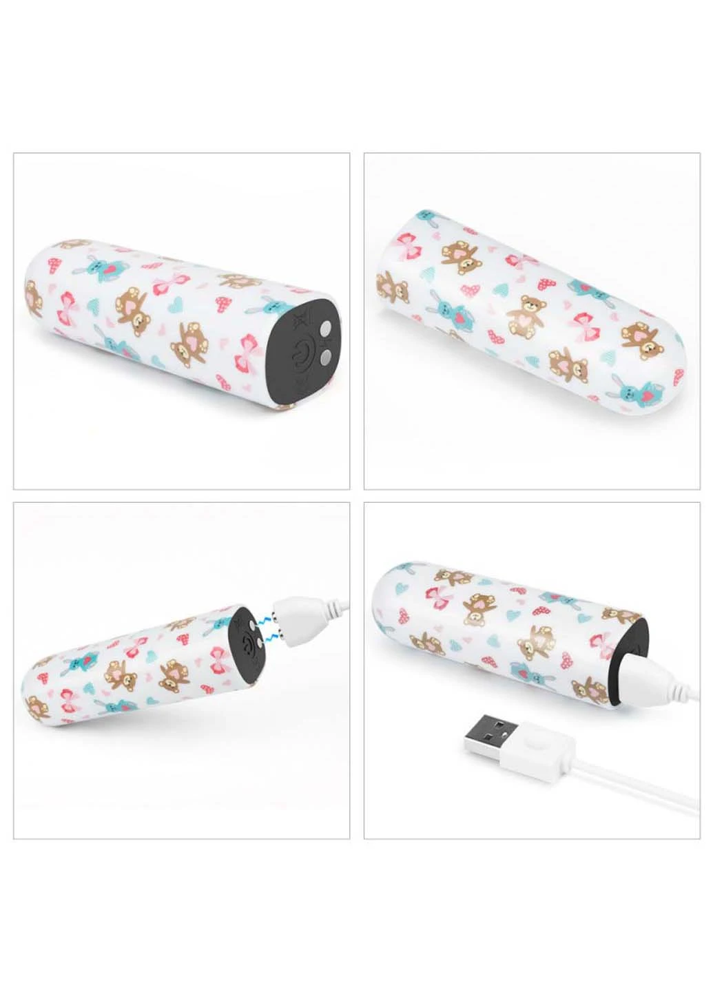 Компактный вибратор с принтом Rechargeable Bear Massager Lovetoy (258290901)