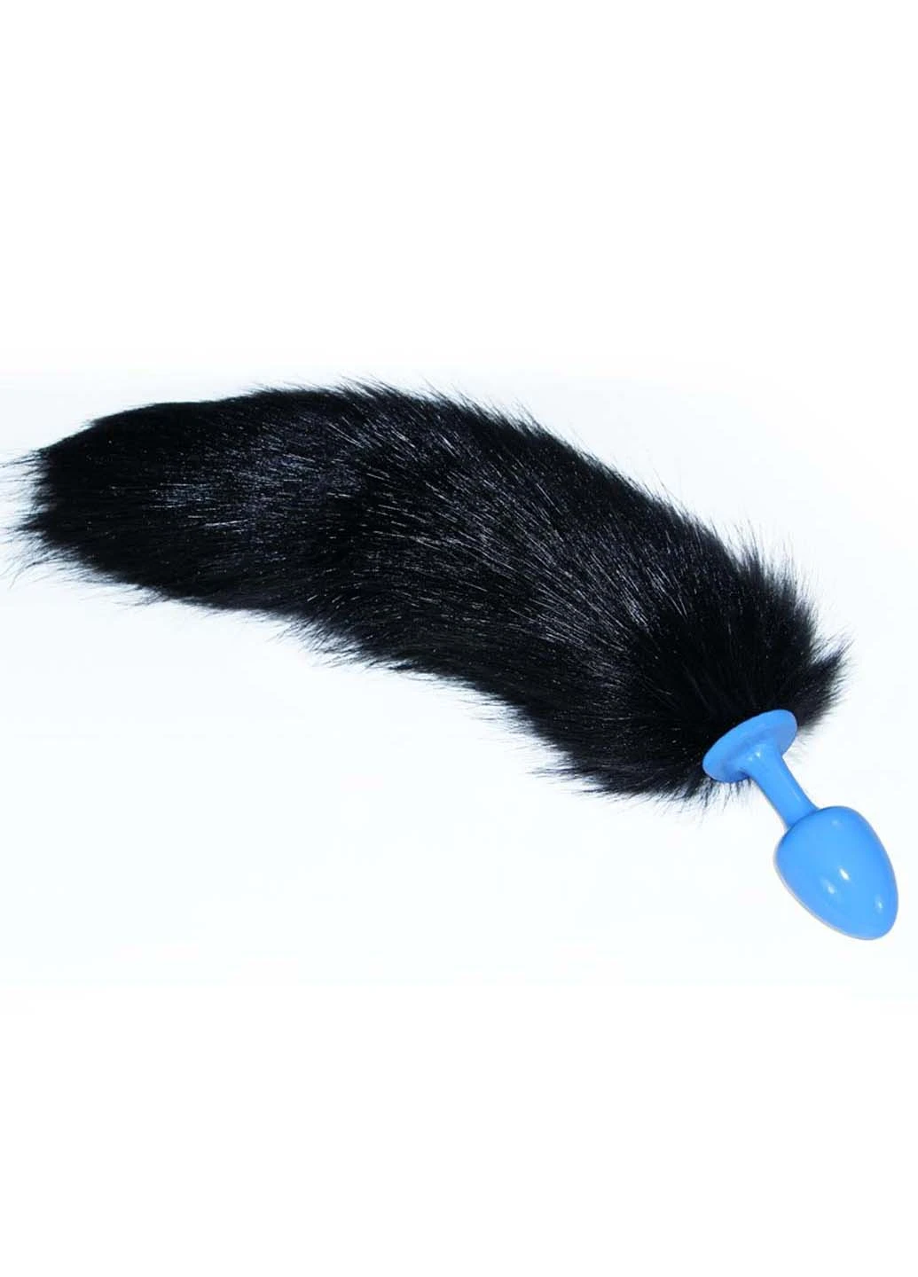 Анальная втулка с длинным чёрным хвостом Luxury Metal Anal Tail Blue Lovetoy (258290933)