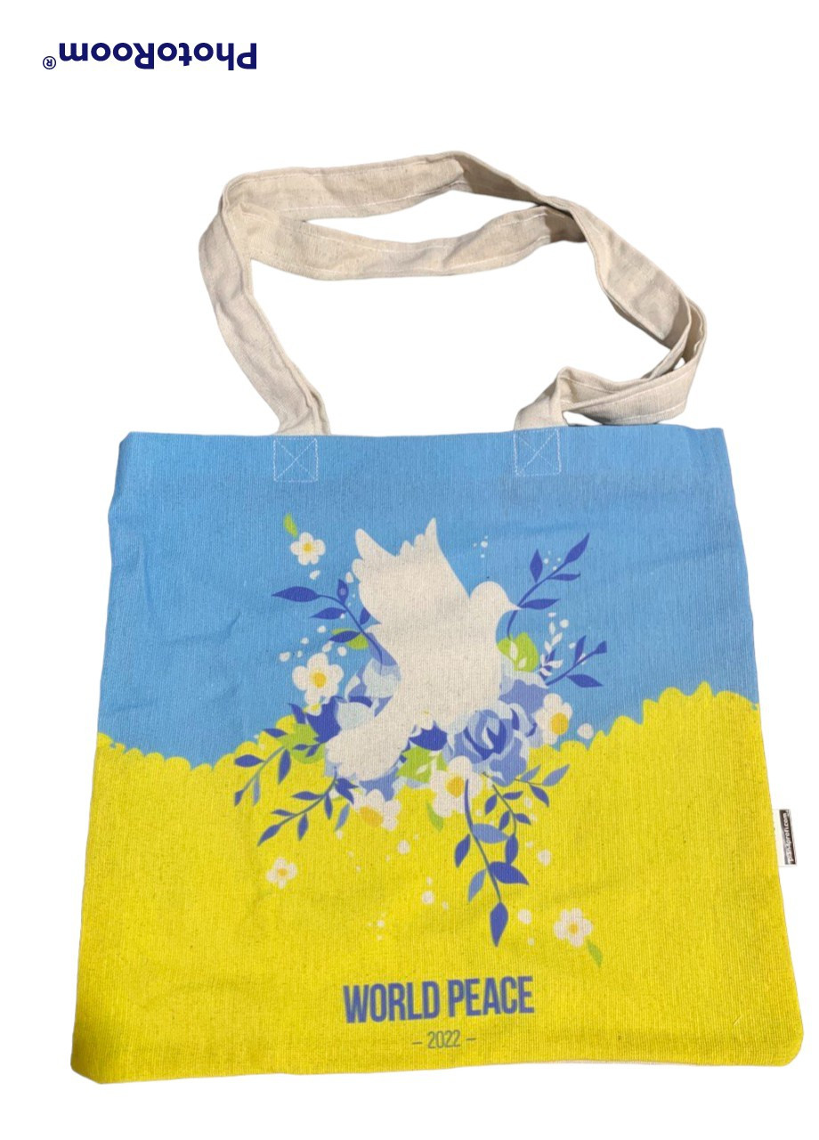 Екосумка шопер "World Peace" двунитка (хлопок) біла 4PROFI (258297018)