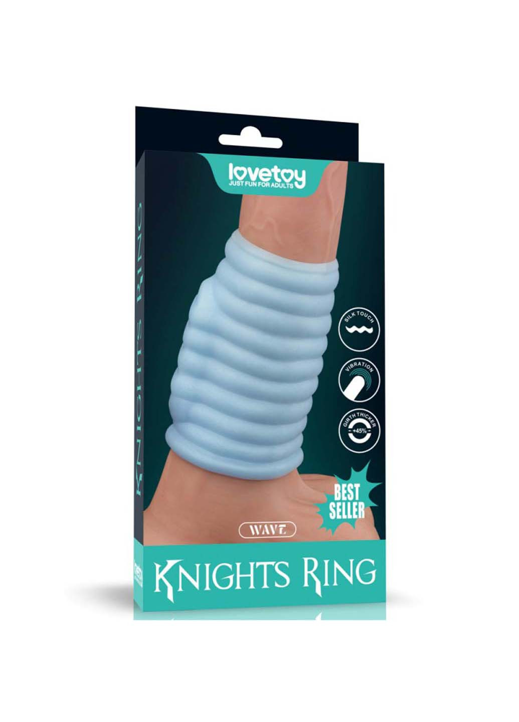 Насадка на пенис Vibrating Wave Knights Ring Blue Lovetoy (258290958)