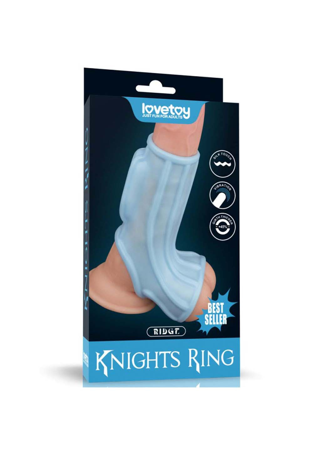 Насадка на пеніс Vibrating Ridge Knights Ring with Scrotum Sleeve Blue Lovetoy (258290913)