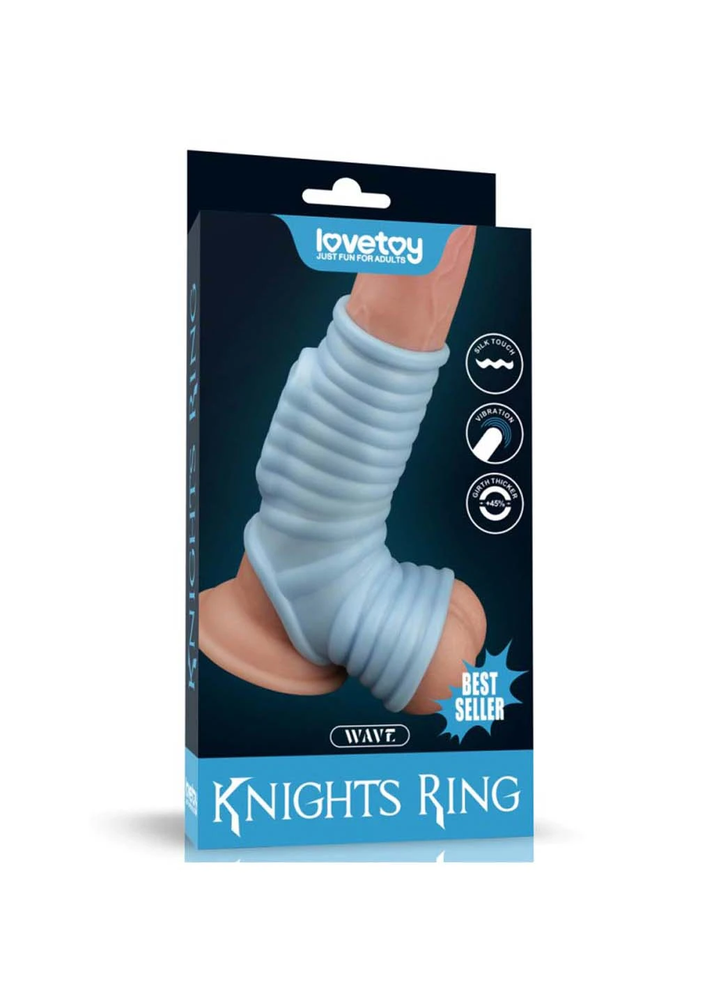 Насадка на пенис Vibrating Wave Knights Ring with Scrotum Sleeve Blue Lovetoy (258291098)