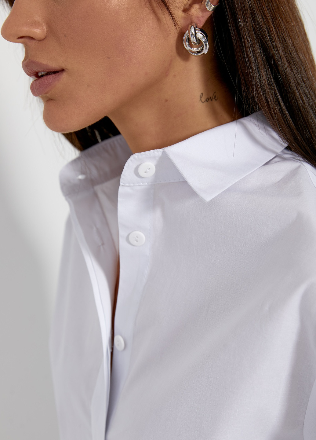 Белая кэжуал рубашка однотонная SL-ARTMON
