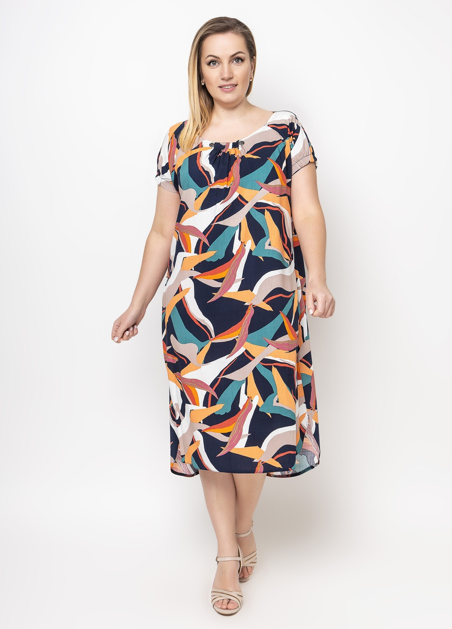 Комбинированное кэжуал платье muar палитра разные цвета абстракция 0244 Vlavi однотонное