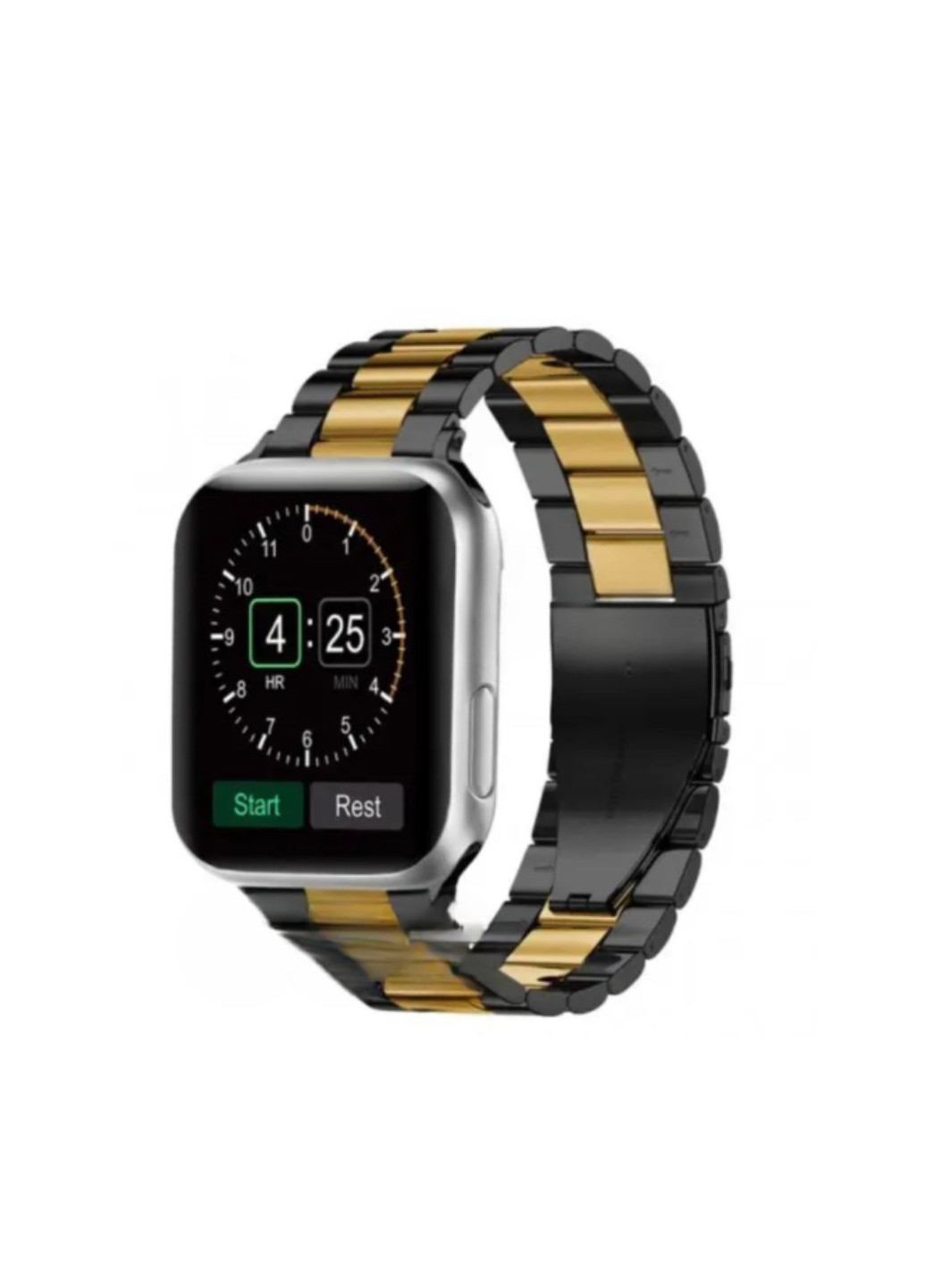Ремінець Stainless Steel Band для Apple Watch 42/44/45/49 Black-Gold No Brand (258310838)
