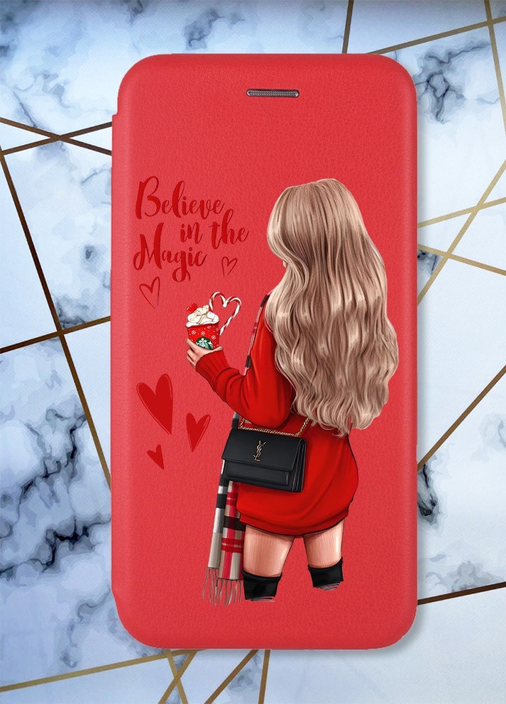 Чехол-книжка с рисунком для Samsung Galaxy A50 (2019) A505/A30s Красный; Девушка с кофе (принт 137) G-Case (258306616)