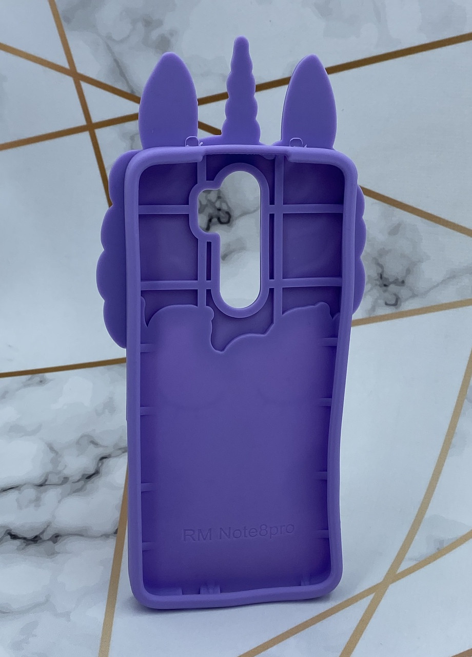Силиконовый чехол 3D с переливающимися блёстками для Xiaomi Redmi Note 8 Pro Фиолетовый Creative (258307338)