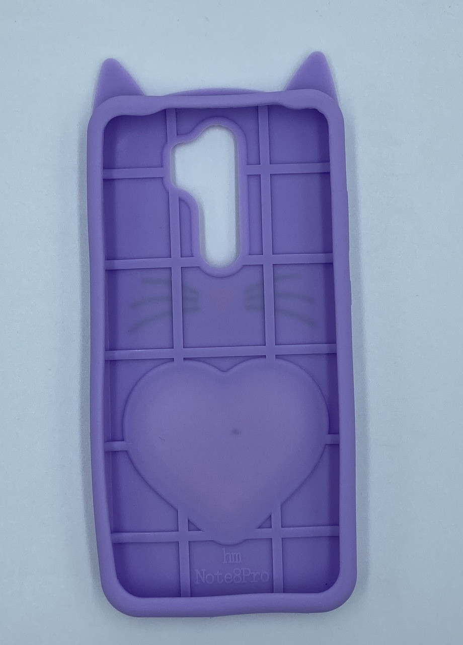 Чехол силиконовый 3D Case с переливающимися блёстками для Xiaomi Redmi Note 8 Pro Кот фиолетовый Creative (258308583)