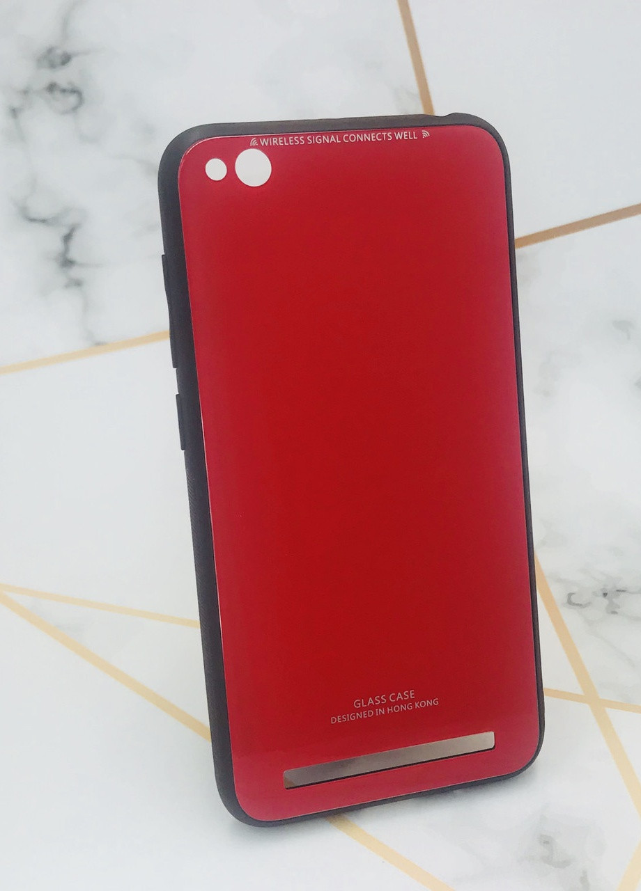 Силиконовый чехол Glass case со стеклянной задней панелью для Xiaomi Redmi 5A Red Creative (258310672)