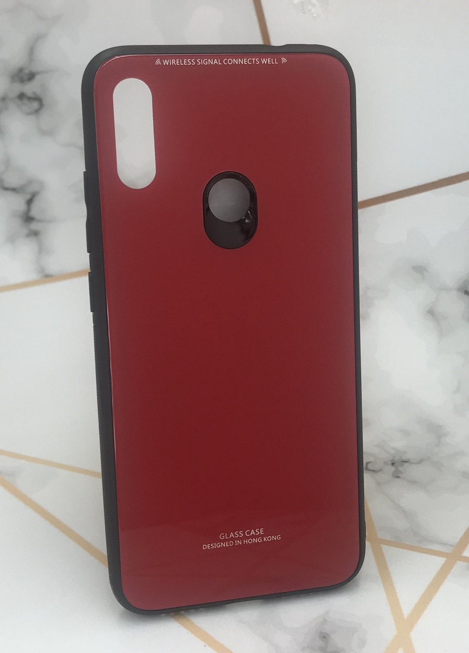 Силиконовый чехол Glass case со стеклянной задней панелью для Xiaomi Redmi Note 7 Pro Красный Creative (258309551)