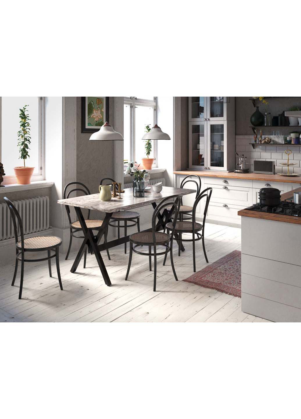 Обеденный стол Вектра черный бархат/дуб морас 1600х800х750 Tenero (258303478)