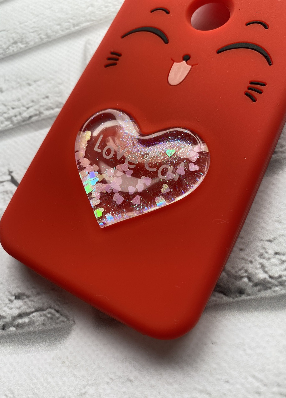 Силиконовый чехол для Xiaomi Redmi Note 6 Pro Кот с сердечком красный Creative (258308417)
