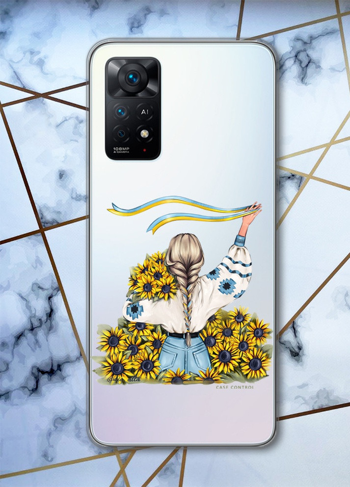 Прозрачный чехол для Xiaomi Redmi Note 11 Pro Девушка с лентой (патриотический принт 25) Creative (258307413)