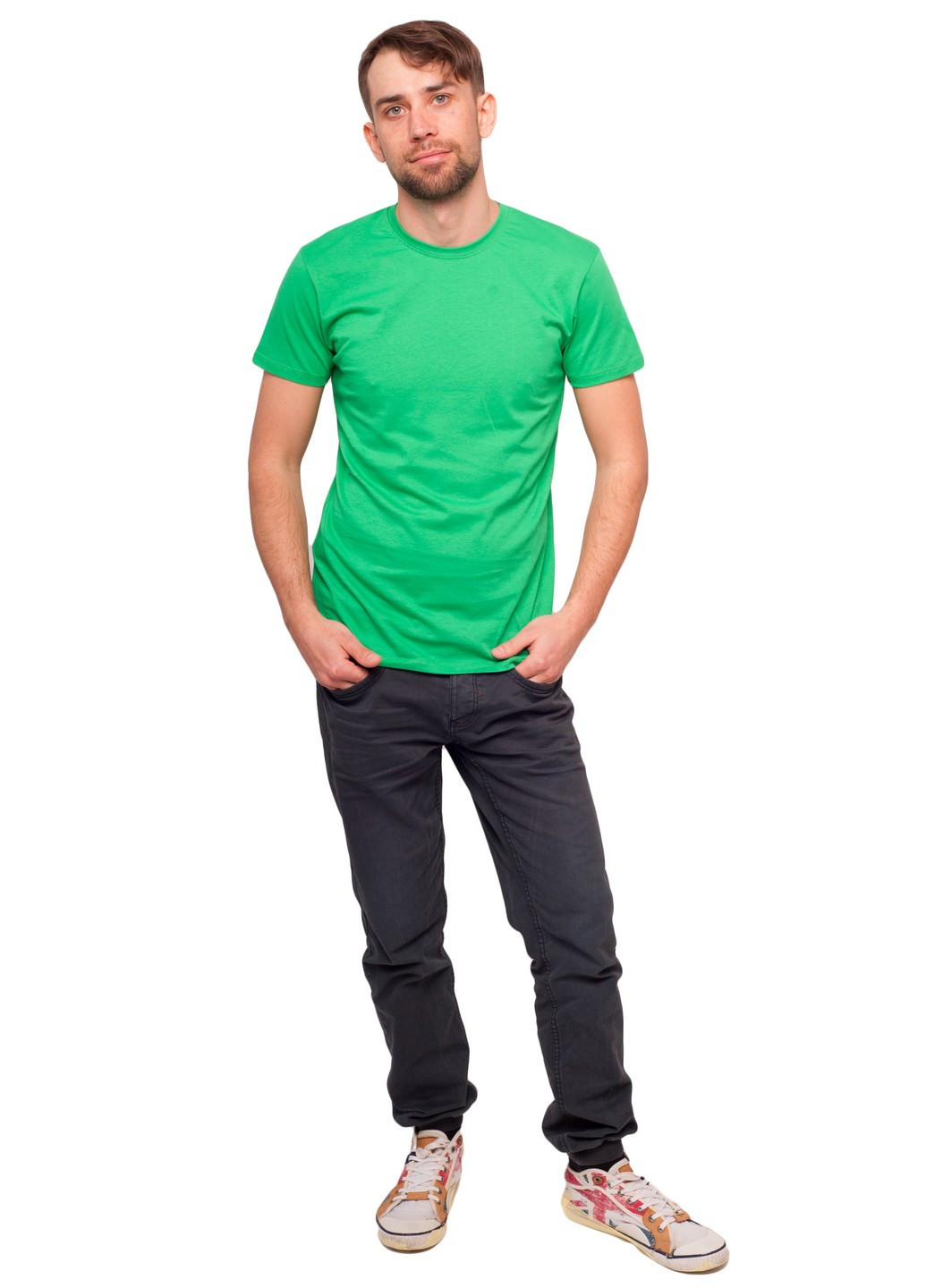 Зеленая футболка мужская Наталюкс 12-1338