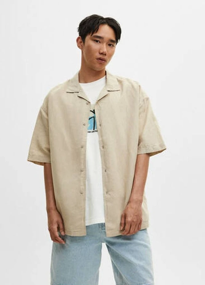 Бежевая кэжуал рубашка Pull & Bear