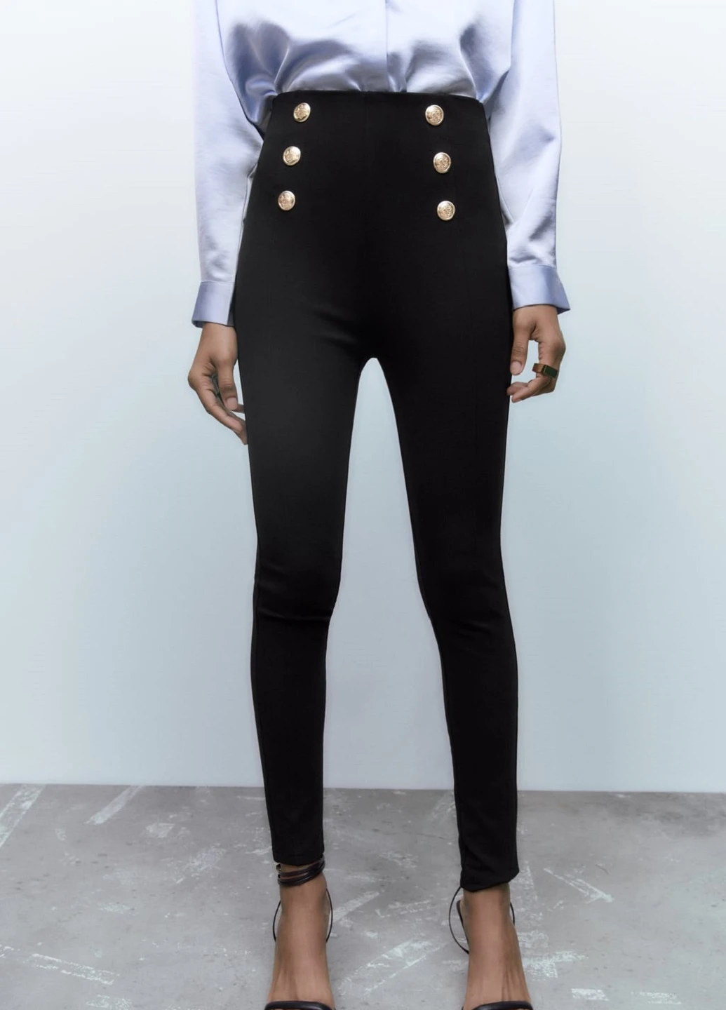 Черные демисезонные леггинсы Zara