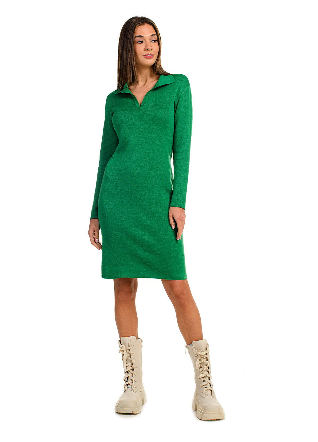 Зеленое трикотажное хлопковое платье SVTR