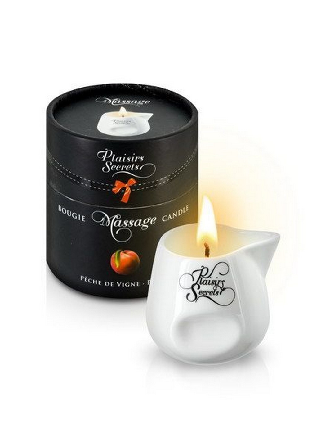 Масажна свічка Peach подарункова упаковка, керамічна посудина Plaisirs Secrets (258353232)