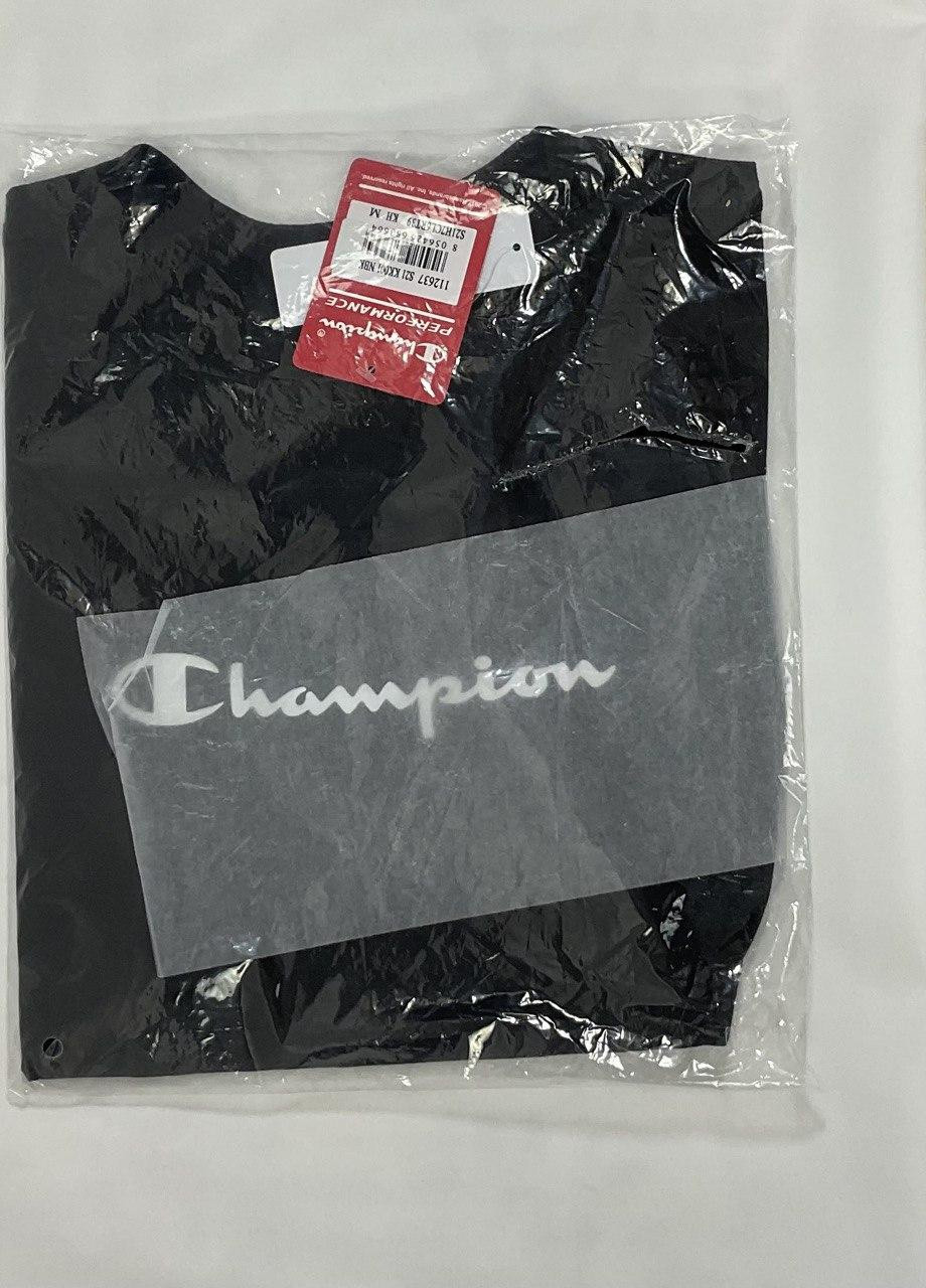Черная летняя футболка женская оригинал размер м цвет черный с коротким рукавом Champion